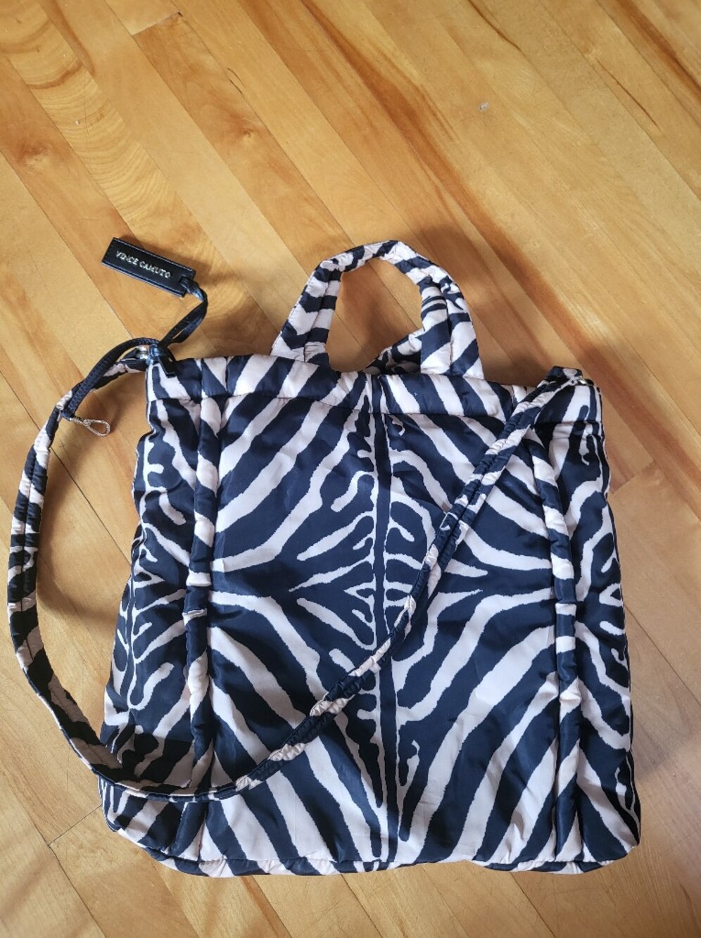 Vince Camuto Black and White Zebra Print Crossbody Tote